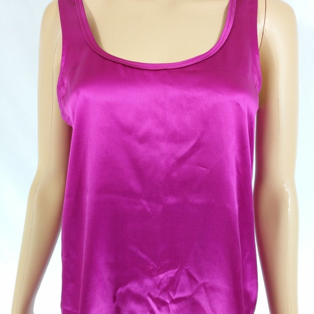 Theory Small Pink Silk Sleeveless Purple Pink Tank